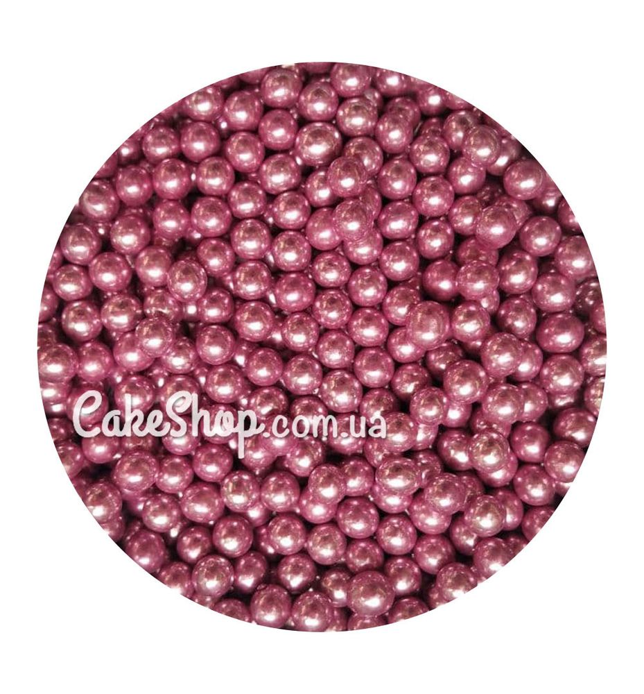 Посыпка шарики металлик Розовые 5 мм, 50 г - фото