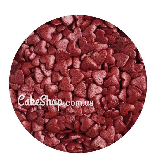 ⋗ Посипка цукрова Серця бордові перламутрові 50 г купити в Україні ➛ CakeShop.com.ua, фото