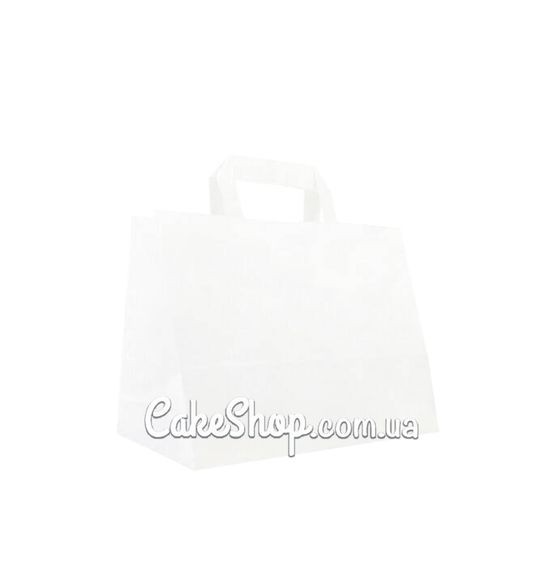 ⋗ Пакет бумажный с плоскими ручками Белый, 32х22х24,5 см купить в Украине ➛ CakeShop.com.ua, фото