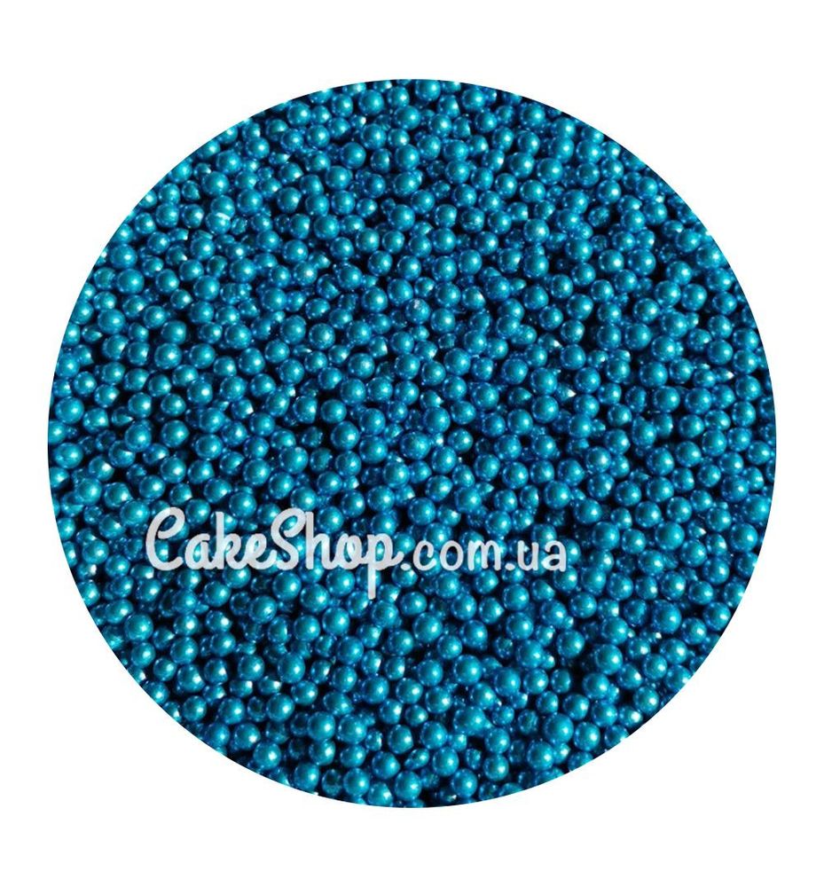 Посыпка шарики металлик Синие 4 мм, 50 г - фото