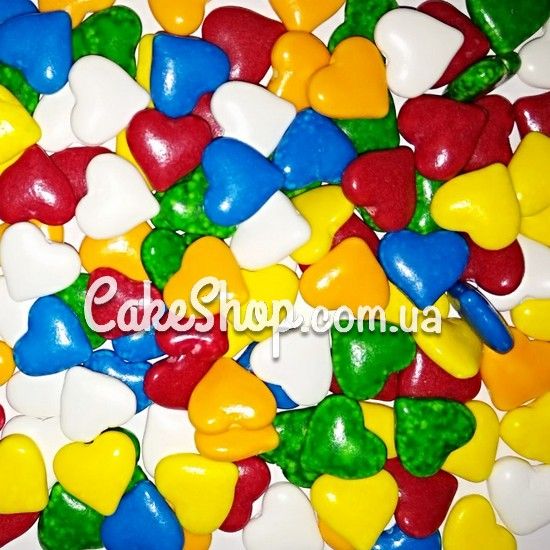 ⋗ Посыпка сахарная Сердца разноцветные 12 мм, 50 г купить в Украине ➛ CakeShop.com.ua, фото