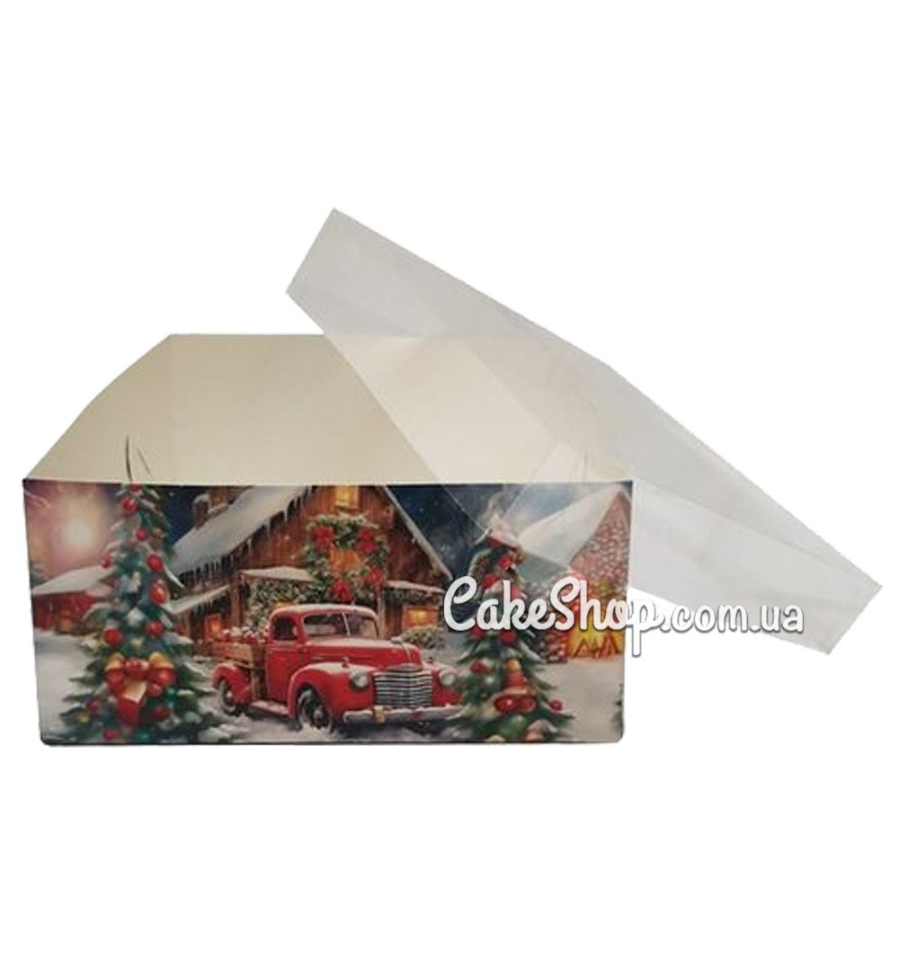 ⋗ Коробка для десертов с прозрачной крышкой Рождественская, 16х16х8 см купить в Украине ➛ CakeShop.com.ua, фото