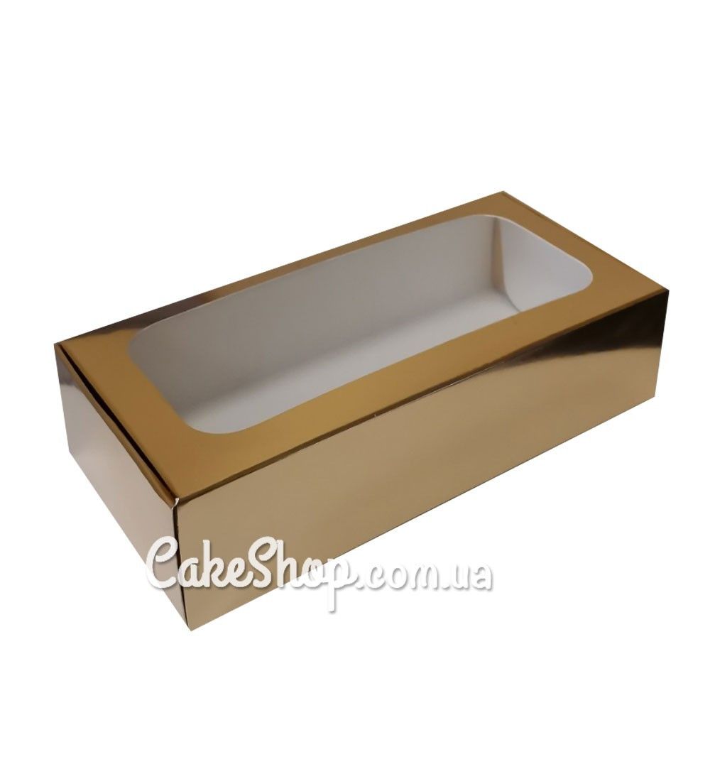 ⋗ Коробка на 12 макаронс з прозорим вікном Золото, 20х10х5 см купити в Україні ➛ CakeShop.com.ua, фото