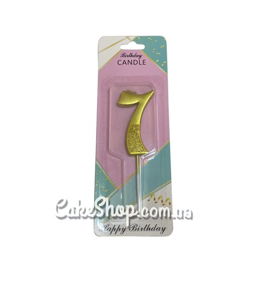 ⋗ Свеча цифра с блестками Золото - 7 купить в Украине ➛ CakeShop.com.ua, фото