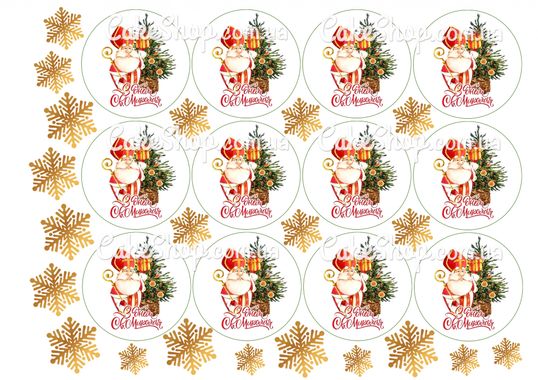 ⋗ Вафельная картинка Святий Миколай, снежинки купить в Украине ➛ CakeShop.com.ua, фото