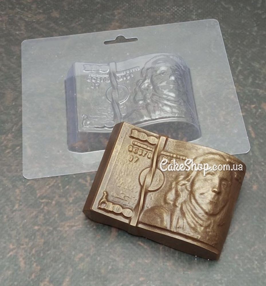 Пластиковая форма для шоколада Пачка долларов - фото