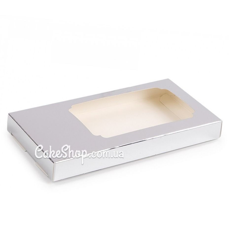 Коробка для шоколада с окном Серебро, 16х8х1,7 см - фото