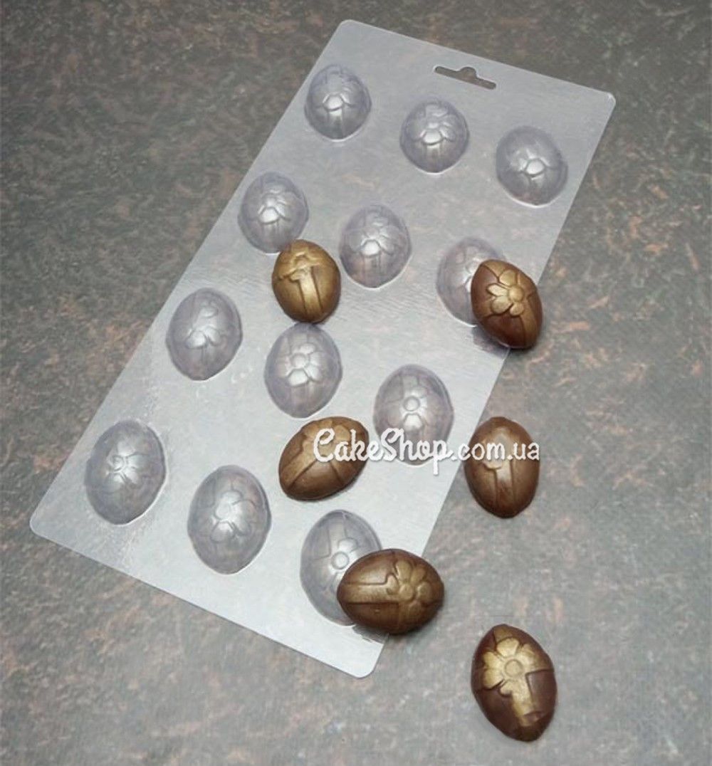 ⋗ Пластиковая форма для шоколада Яйцо мини с цветочком купить в Украине ➛ CakeShop.com.ua, фото