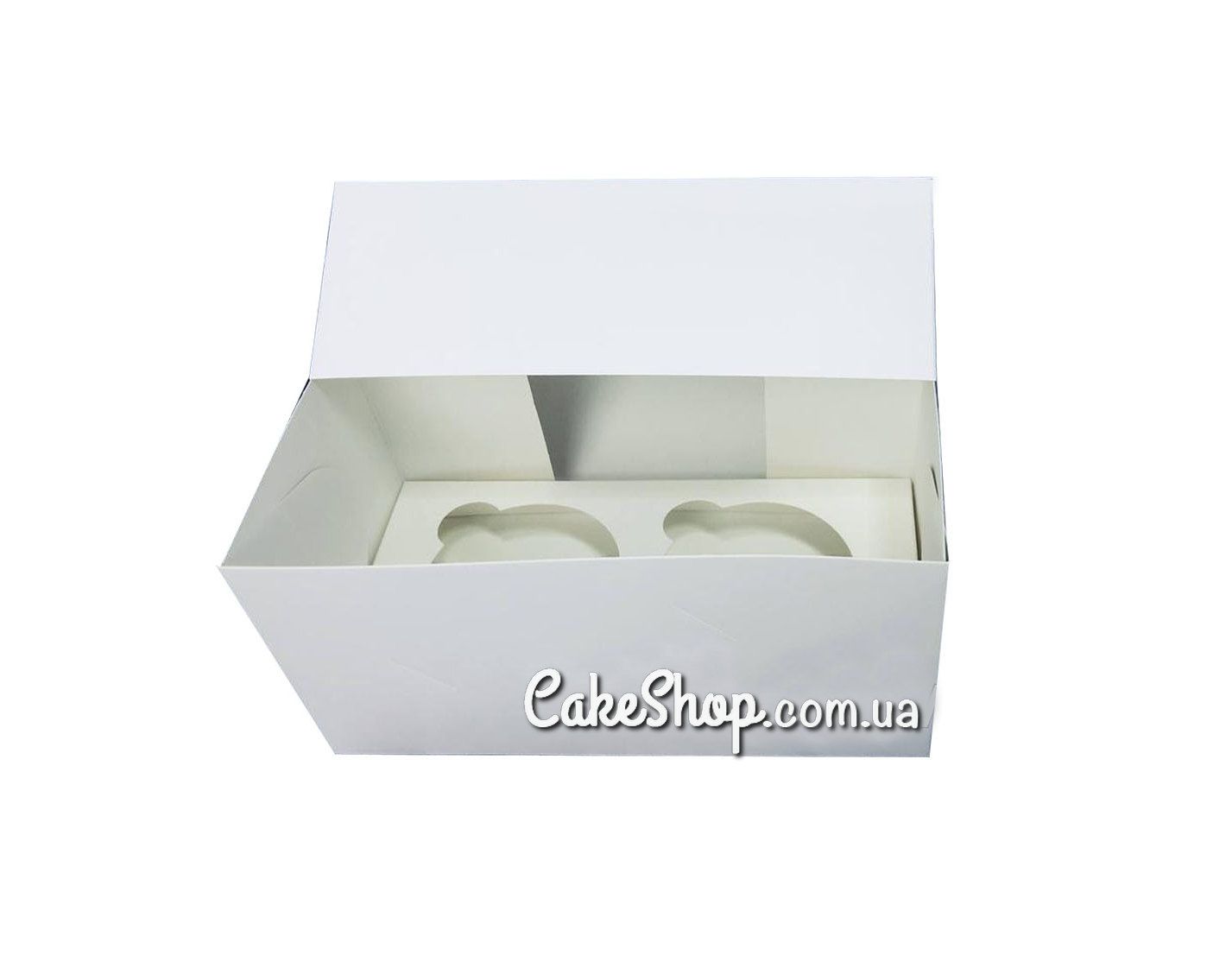 ⋗ Коробка на 2 кекси з метеликами Біла, 17х9х9 см купити в Україні ➛ CakeShop.com.ua, фото