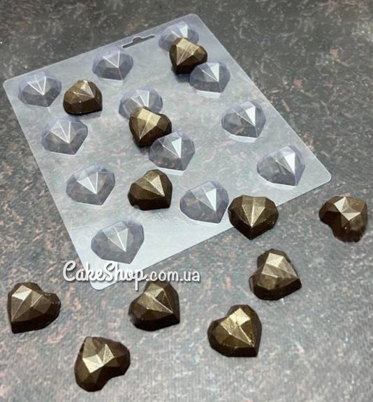 ⋗ Пластикова форма для шоколаду Діамантові серця  купити в Україні ➛ CakeShop.com.ua, фото