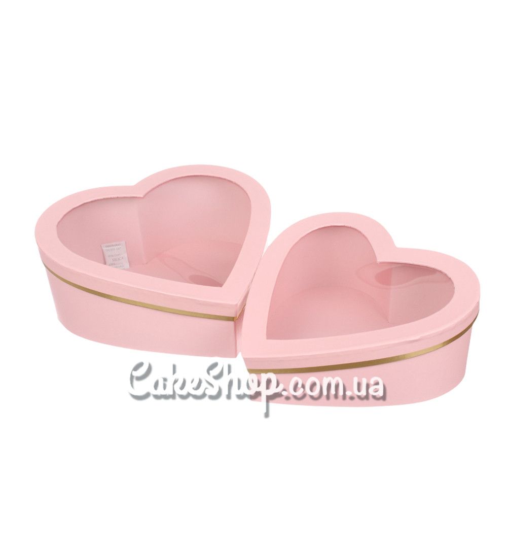 ⋗ Коробка Сердце с окном, 28х27,5х11,2 см Пудра купить в Украине ➛ CakeShop.com.ua, фото
