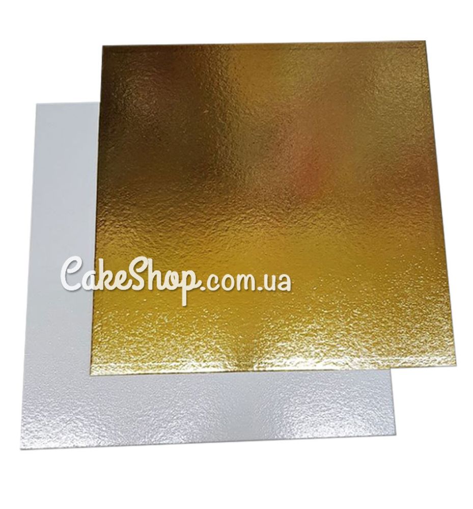 Подложка под торт квадратная 40х40 см Золото-Серебро - фото