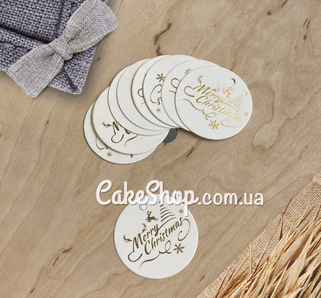 ⋗   Бірка паперова Новорічна біла 4,5 см, 10 шт купити в Україні ➛ CakeShop.com.ua, фото
