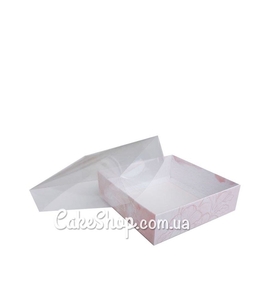 Коробка для пряников с прозрачной крышкой Пудра Узор , 12х12х3,5 см - фото