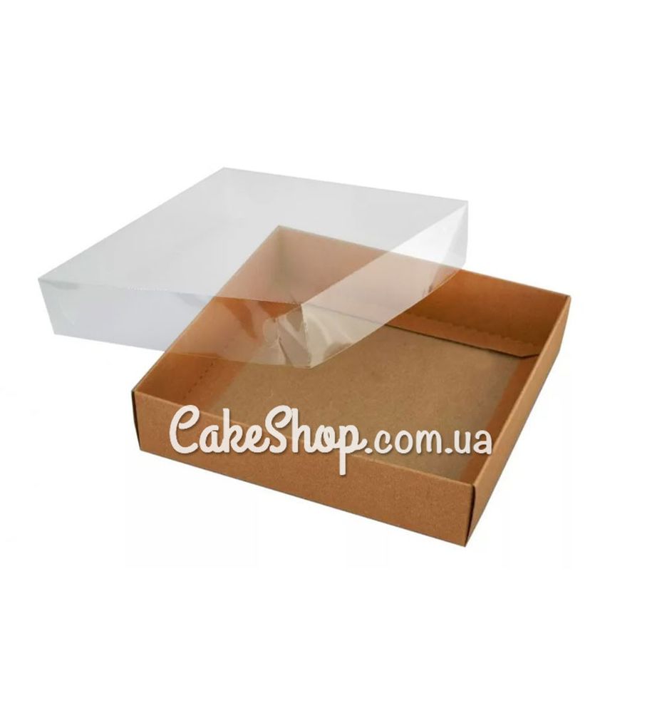 Коробка для пряників з прозорою кришкою Крафт, 12х12х3,5 см - фото