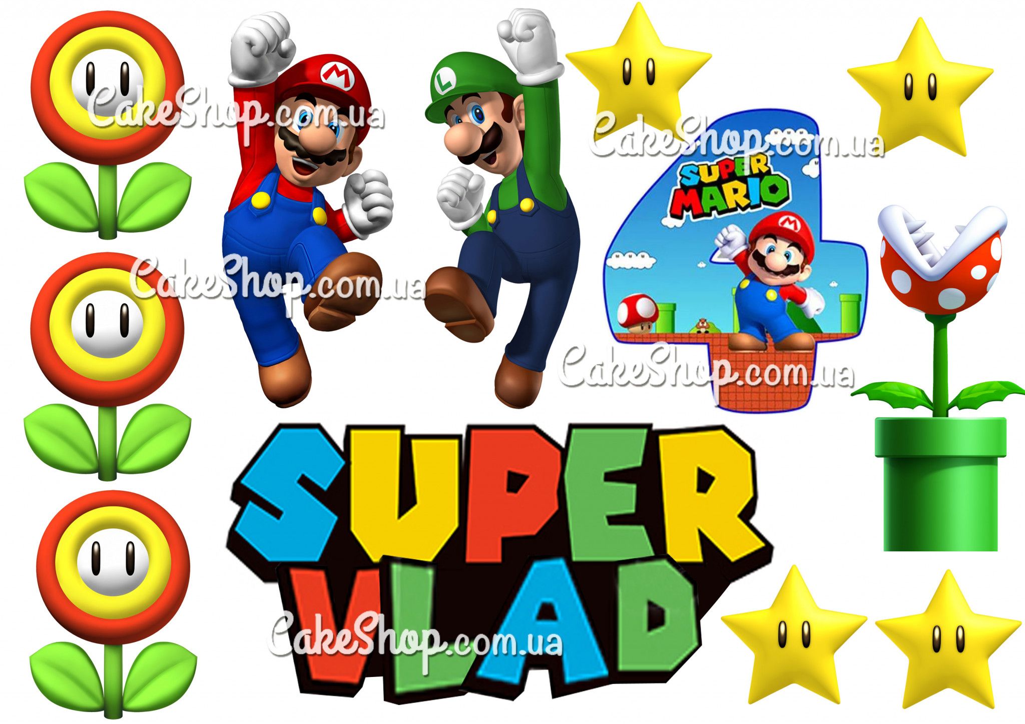 ⋗ Вафельная картинка Супер Марио 3 купить в Украине ➛ CakeShop.com.ua, фото