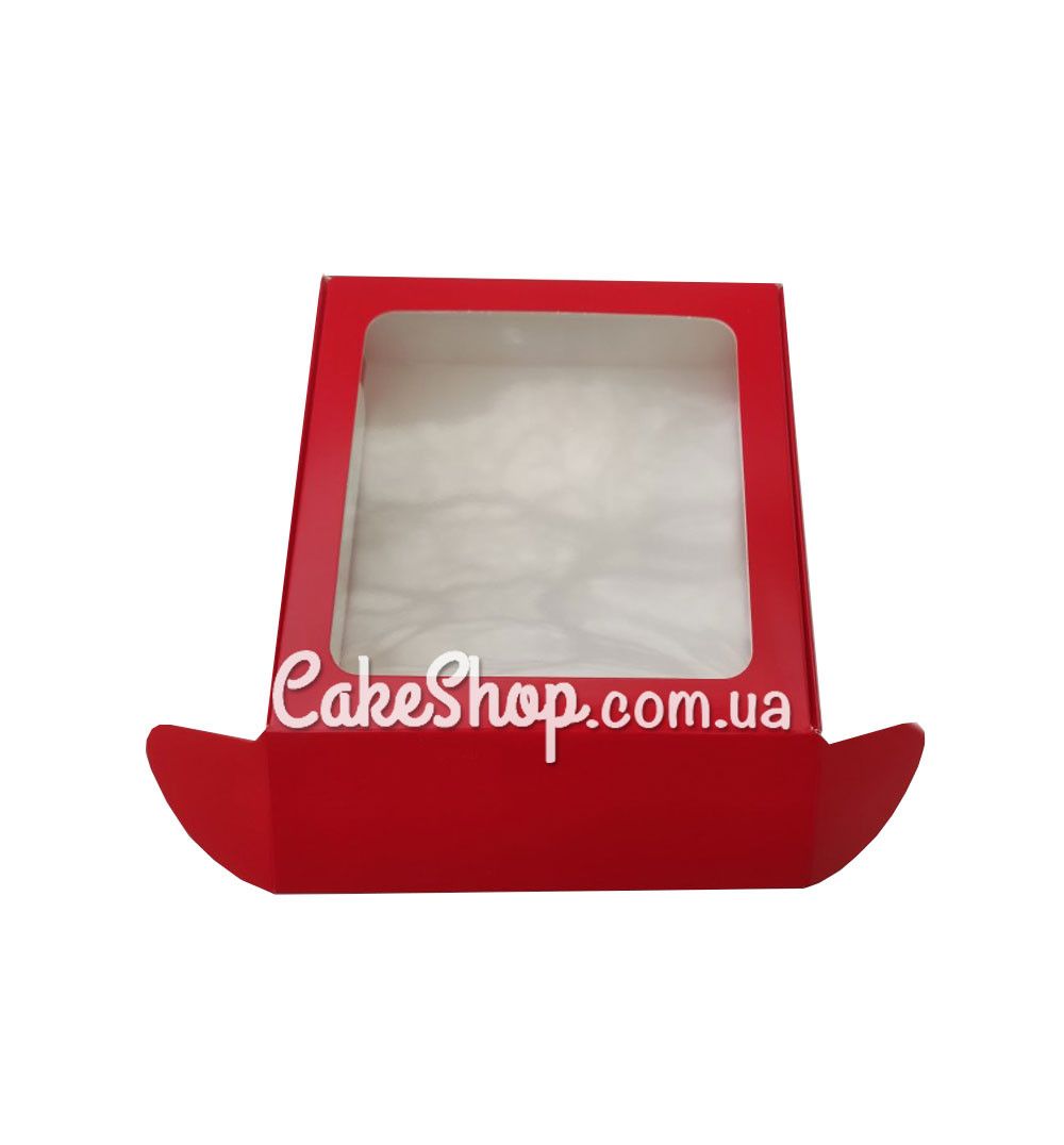 ⋗ Коробка для пряників з вікном Червона, 15х15х5 см купити в Україні ➛ CakeShop.com.ua, фото