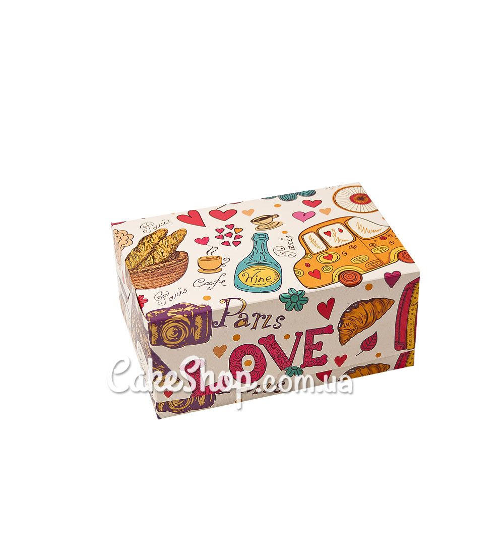 ⋗ Коробка-контейнер для десертов Париж принт, 18х12х8 см купить в Украине ➛ CakeShop.com.ua, фото
