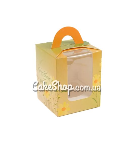 ⋗ Коробка для 1 кексу з ручкою Квіткова ніжність зелена, 8,2х8,2х10 см купити в Україні ➛ CakeShop.com.ua, фото