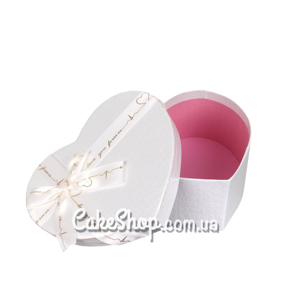 ⋗ Коробка Сердце с бантом, 18,5х17х7,5 см Белая купить в Украине ➛ CakeShop.com.ua, фото