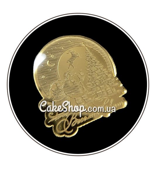 ⋗ Акриловий топпер Lion медальйон Веселих свят 3 золото, 5 см купити в Україні ➛ CakeShop.com.ua, фото