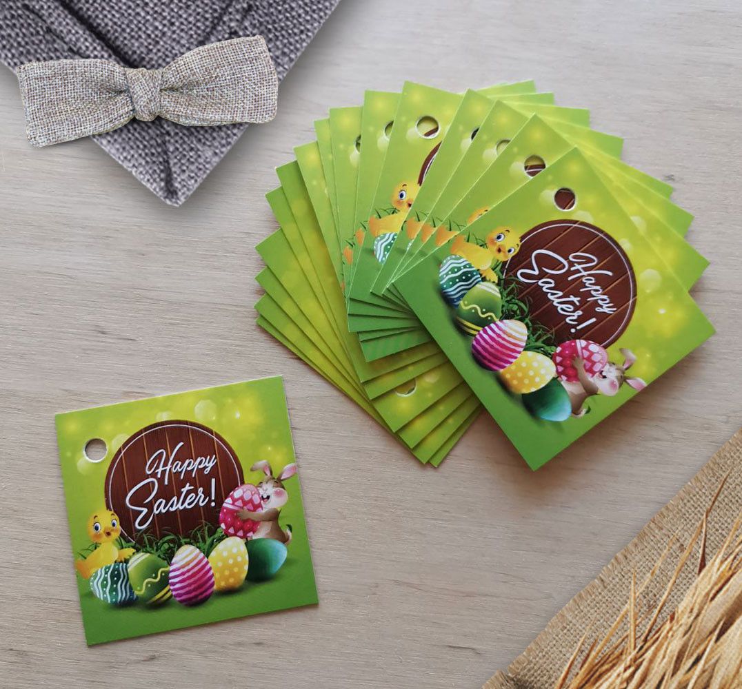 ⋗ Бірка паперова Happy Easter 5х5 см, 10 шт купити в Україні ➛ CakeShop.com.ua, фото