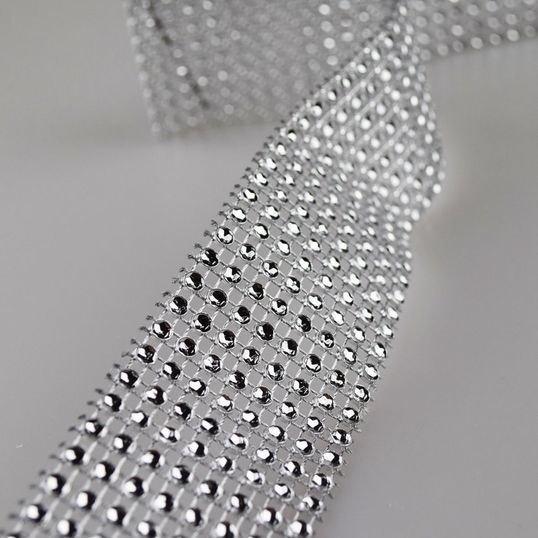 ⋗ Стрічка для декору зі стразами Срібло 4 см купити в Україні ➛ CakeShop.com.ua, фото