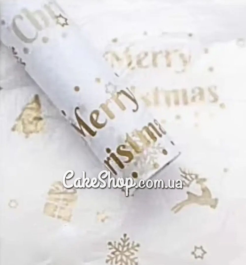 ⋗ Бумага тишью Merry Christmas золото, 10 листов купить в Украине ➛ CakeShop.com.ua, фото
