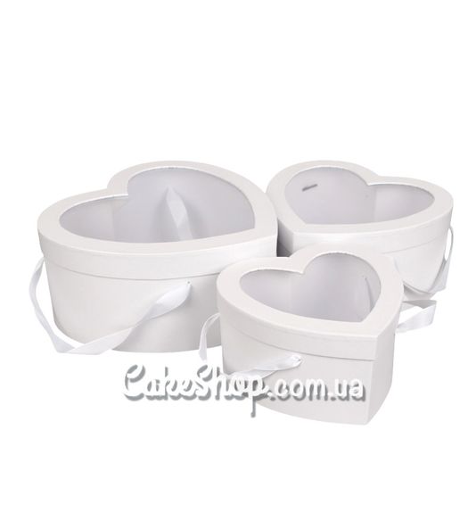 ⋗ Коробка Серце з ручками, 22,4х21,6х11 см Біла купити в Україні ➛ CakeShop.com.ua, фото