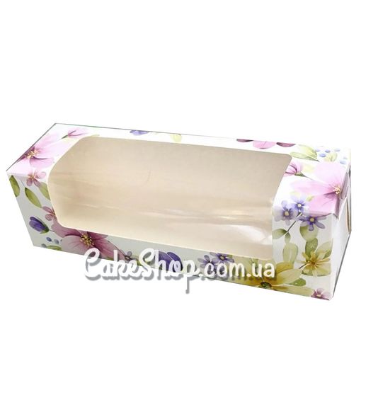 ⋗ Коробка для макаронс с окном Цветочная, 20х6х6 см купить в Украине ➛ CakeShop.com.ua, фото