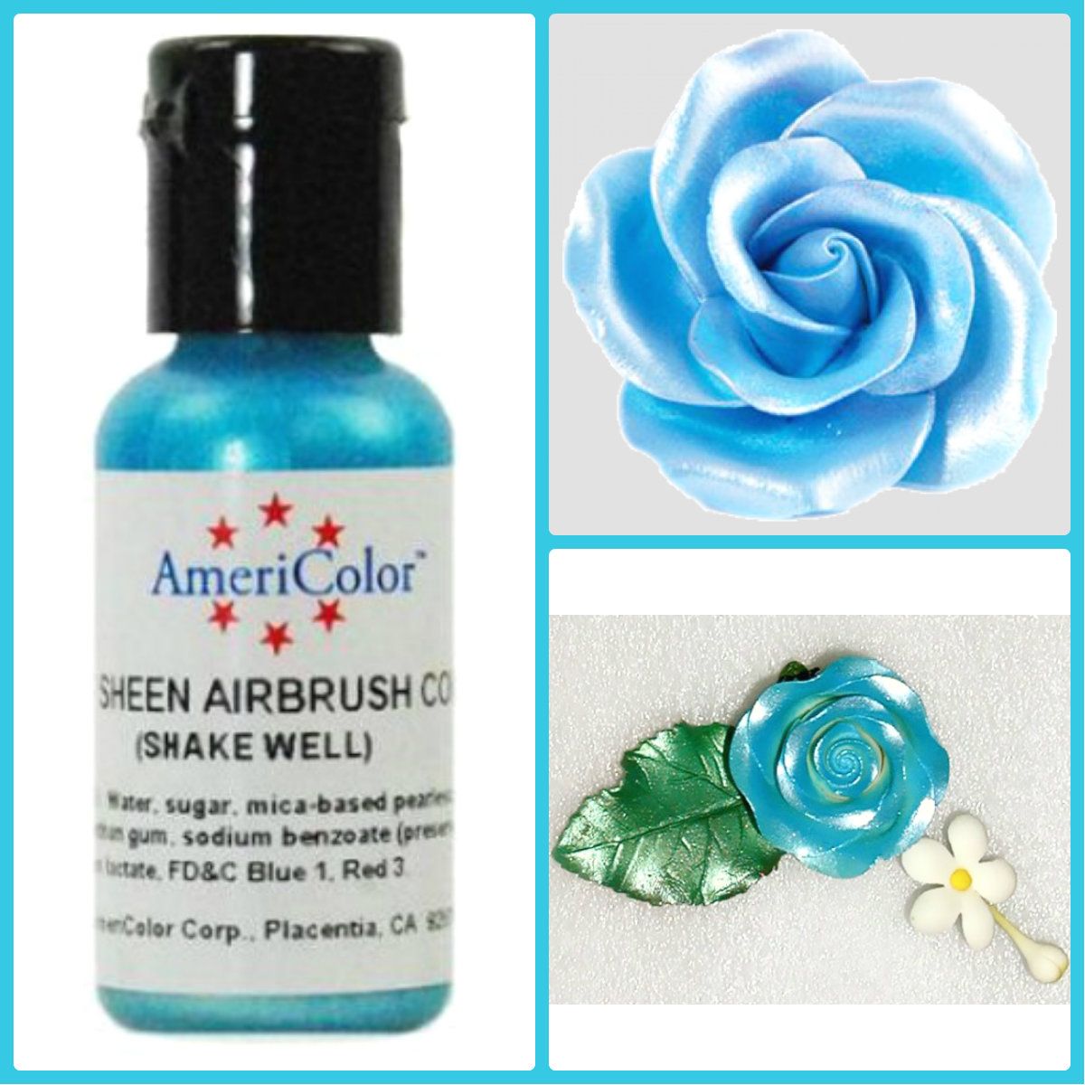 ⋗ Краситель гелевый  сверкающий Голубой Blue Sheen AmeriColor, 20г купить в Украине ➛ CakeShop.com.ua, фото