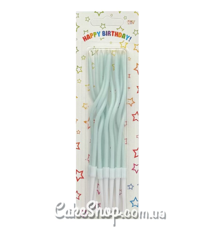 Свечи тортовые Коктейльные голубые, 12 шт - фото