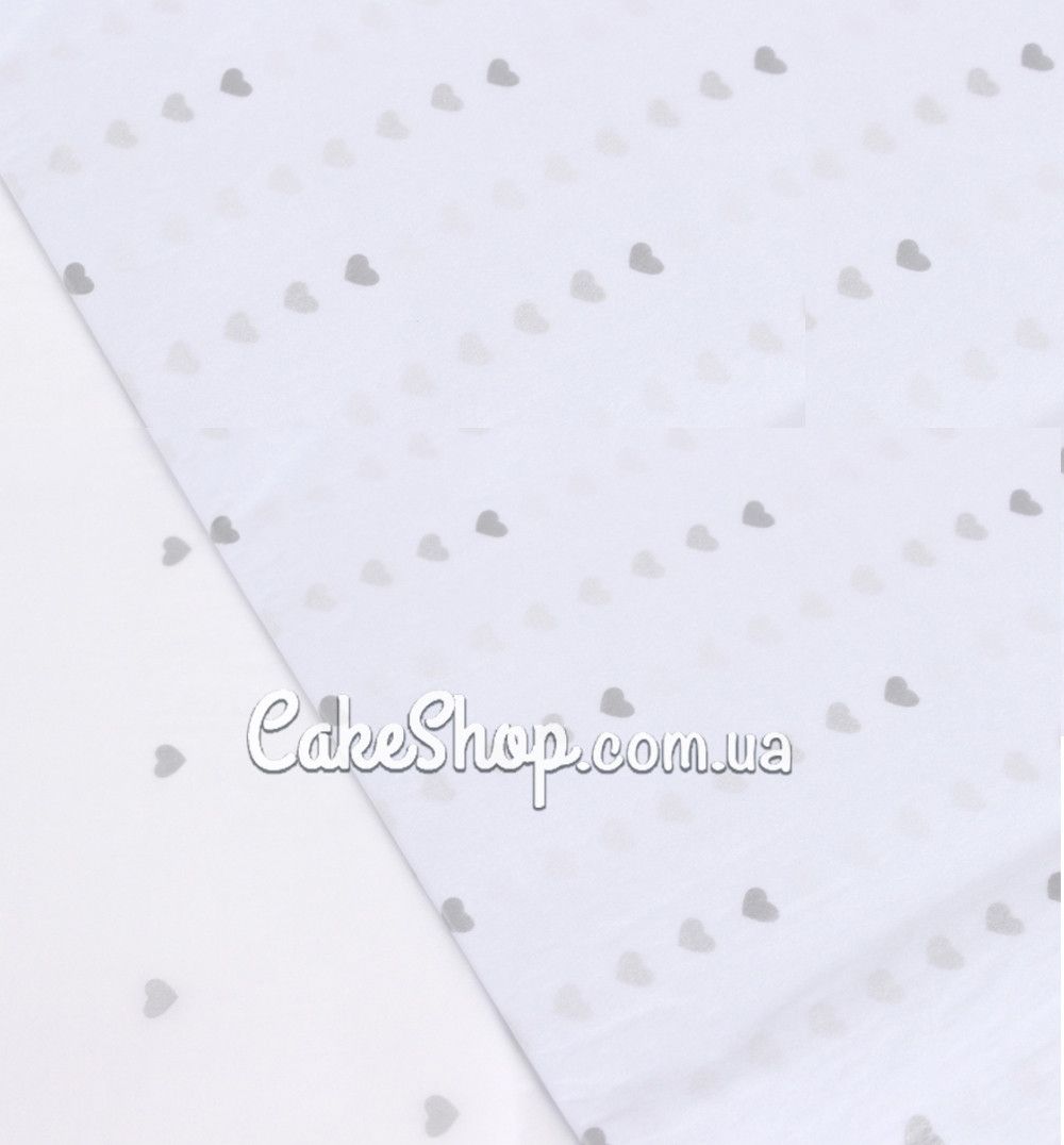 ⋗ Бумага тишью сердечки серебро, 5 листов купить в Украине ➛ CakeShop.com.ua, фото